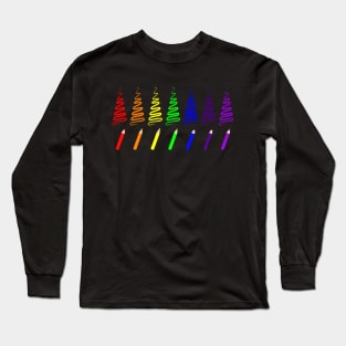 Rainbow Pencil Coloring Trees Long Sleeve T-Shirt